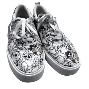 Looney Tunes Tazmanian Devil Cartoon Print Canvas Sneakers Shoes Unisex Size 9